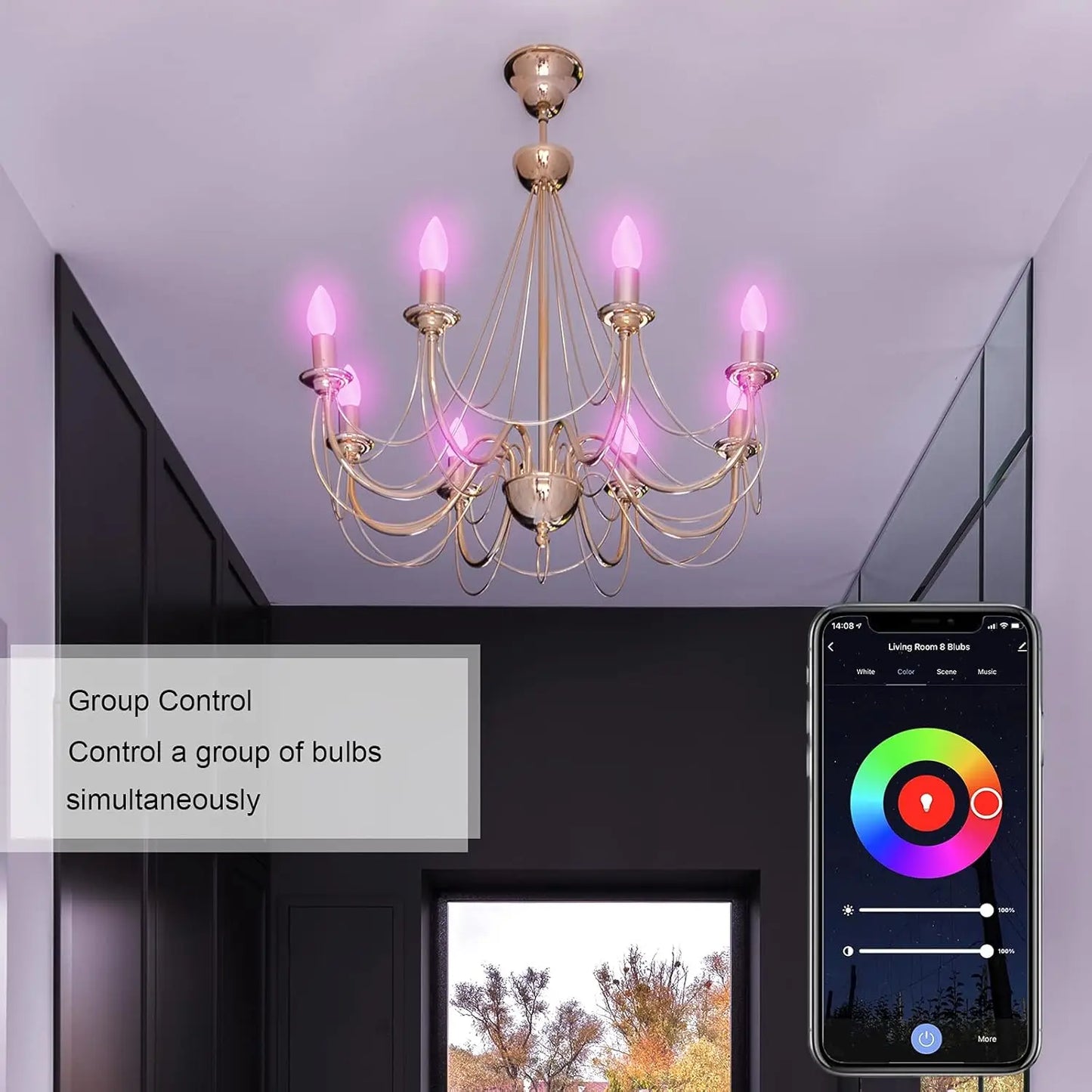 Ampoule intelligente Wi-Fi Alexa E14, 4.5W, 385Lm, 40W équivalent, RGBW blanc froid chaud, compatible avec Alexa, Google Home