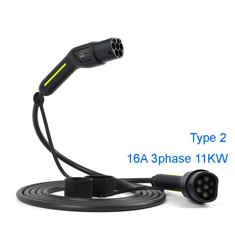 Câble de chargement de rue EV étanche pour Station Wallbox 5M 3.5KW-22KW Type 2 Type 1 Mode 3 noir