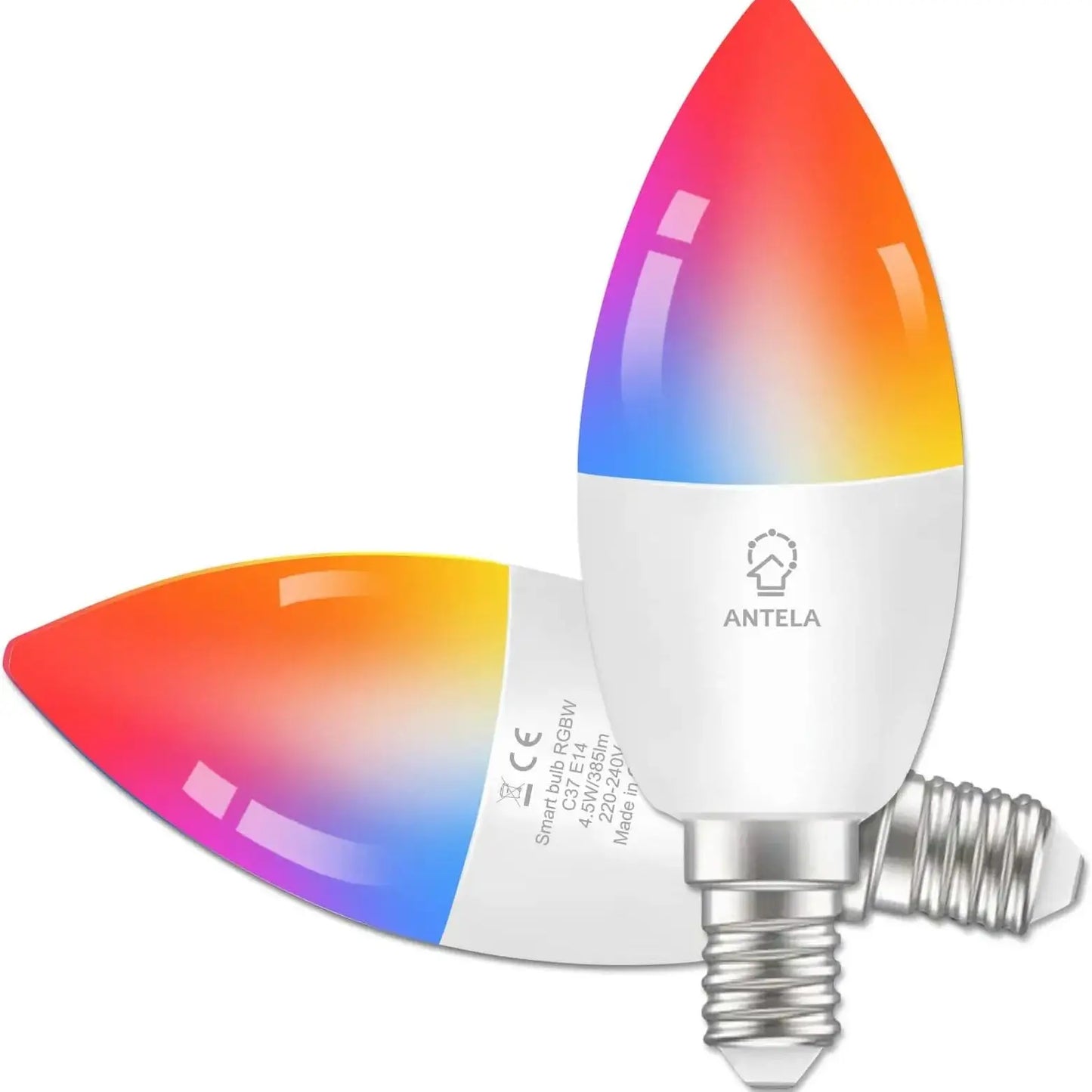 Ampoule intelligente Wi-Fi Alexa E14, 4.5W, 385Lm, 40W équivalent, RGBW blanc froid chaud, compatible avec Alexa, Google Home