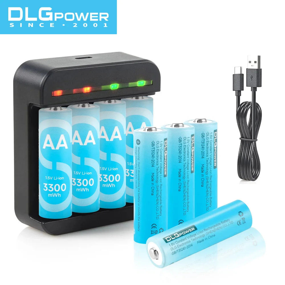 DLGpower-Batterie lithium-ion aste AA/aa, pour jouet électrique, souris sans fil, chargeur, 4/8 p12, 1,5 V, 3300mWh