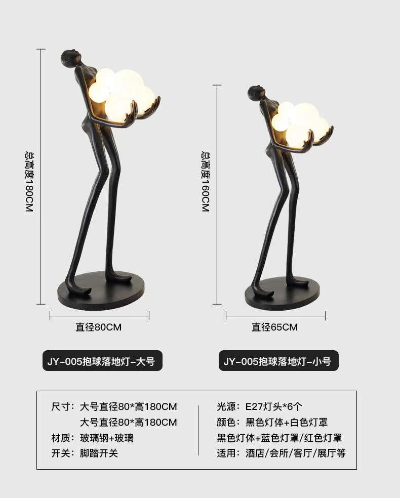 Lampadaire Humanoïde Nordique, Sculpture Design, Décoration de Hall d'Exposition, Lampes de Salon, Lampe de Style Halloween, Lampe de Chambre