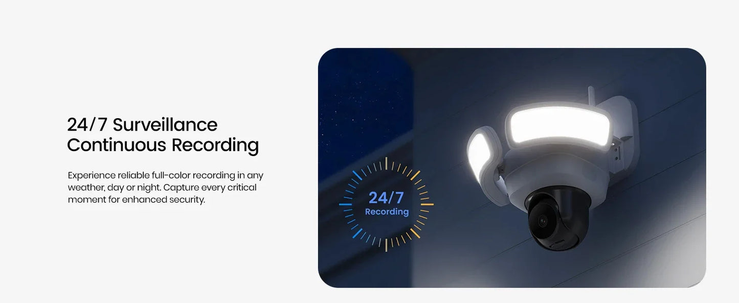 AOSU 5MP UHD WiFi Projecteur Caméra Extérieure 360 °   Vue couleur Vision nocturne Caméra de sécurité sans fil Détection PIR Audio bidirectionnel