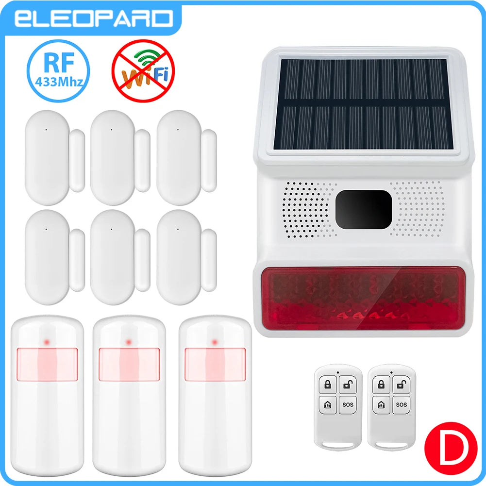 Smarsecur-Sirène Solaire Extérieure Étanche avec Lumière Clignotante LED, Système d'Alarme pour Abri de Garage Domestique, 433MHz