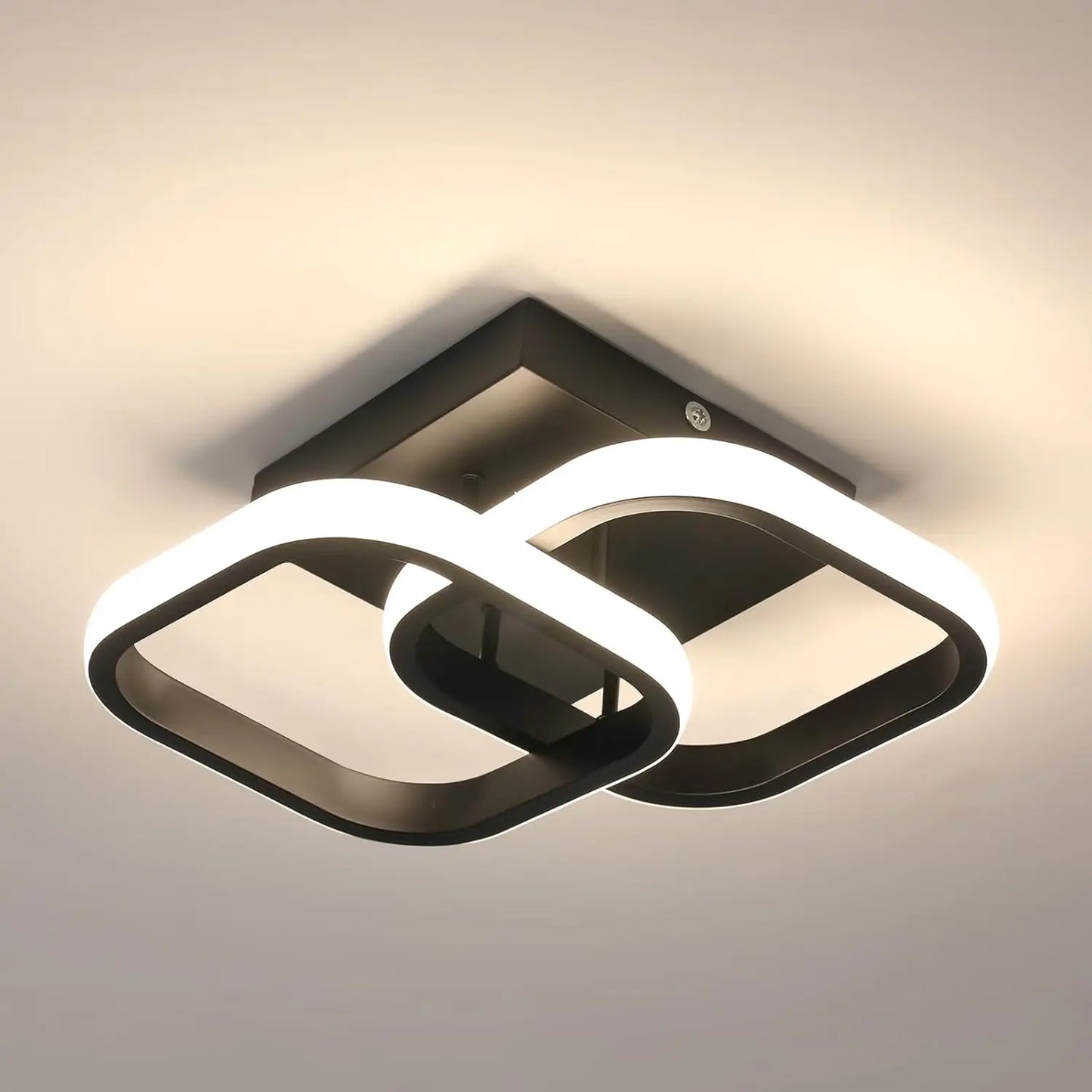 Plafonnier LED 19W, plafonnier d'intérieur moderne, lumière blanche neutre 300LM 4500K, plafonnier carré en acrylique pour couloir