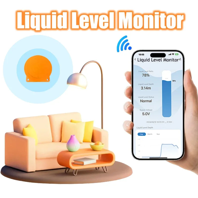 Tuya SmartZigbee-Capteur de niveau de liquide à ultrasons, moniteur d'eau précieuse, notification d'alarme en temps réel, IOS, Android, contrôle par distance