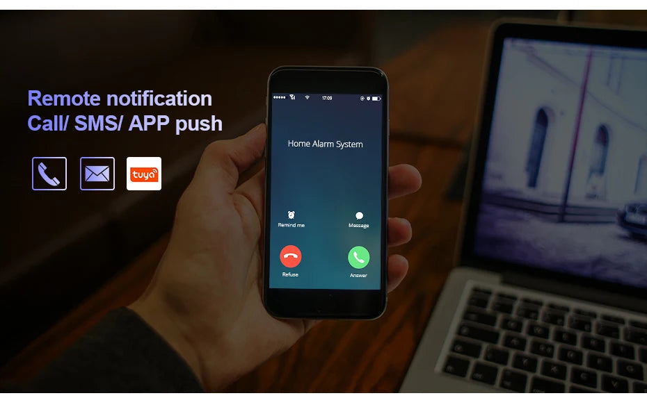 FUERS G12 Tuya WiFi GSM système d'alarme de sécurité sans fil maison affaires alarme antivol avec sirène RFID détecteur de mouvement capteur de fumée