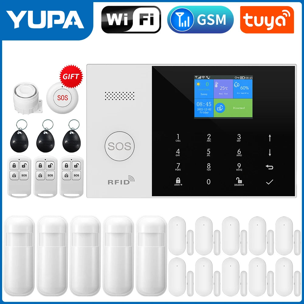 Nouveau système d'alarme domestique sans fil 2G GSM WiFi avec détecteur de mouvement alarme antivol pour Tuya SmartLife APP alarme de maison de jardin