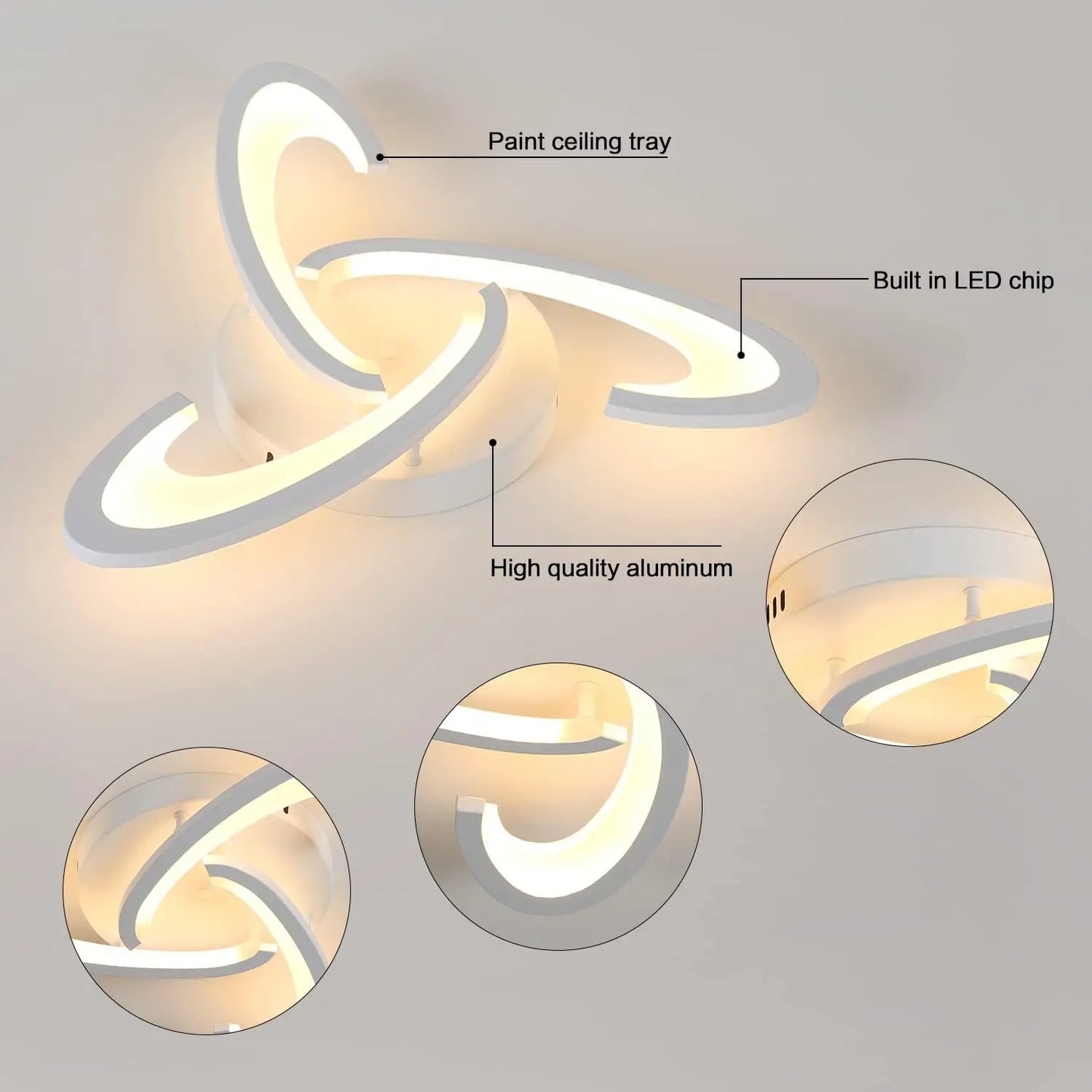 Plafonnier LED à intensité modulable avec télécommande, luminaire de plafond moderne, idéal pour une cuisine ou une chambre à coucher, 30W, 3000K-6500K