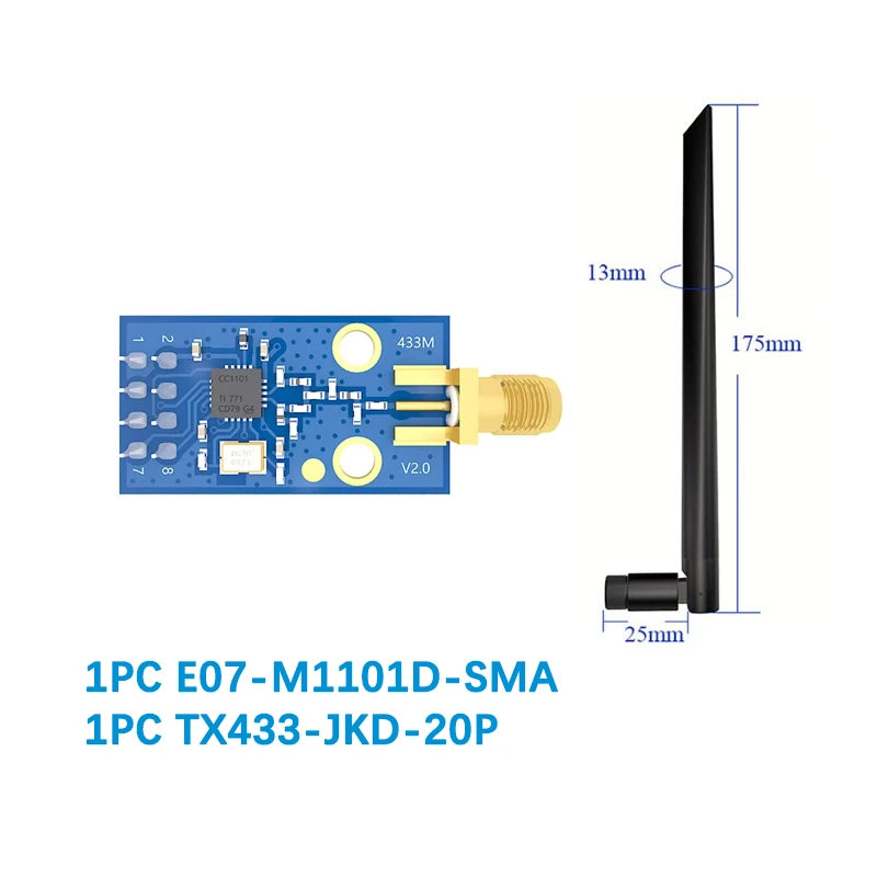 Technologie de communication éventuelles I de petite taille CC1101 technologie Transcsec sans fil EBYTE E07-M1101D-SMA carte de développement 433MHz à faible puissance