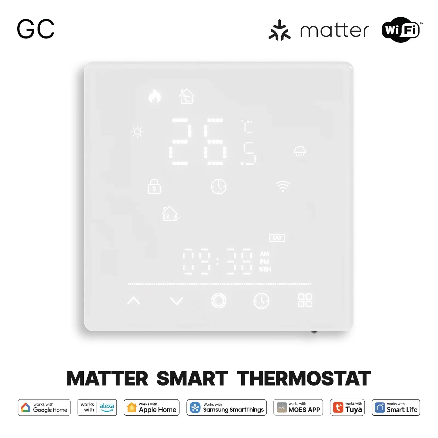 MOES-Tuya Matter WiFi Smart ThermoandreTemperature Contrmatérielle, Water Bomicrophone, Electric Heating, Alexa, Google, Apple SmartThings