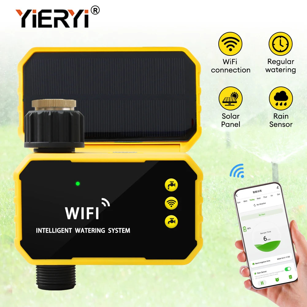 Yieryi-Minuterie d'Irrigation Solaire WIFI 1/2 Voies, Tuya/Smart Life, Valve Intelligente, Jardin Extérieur, Goutte à Goutte