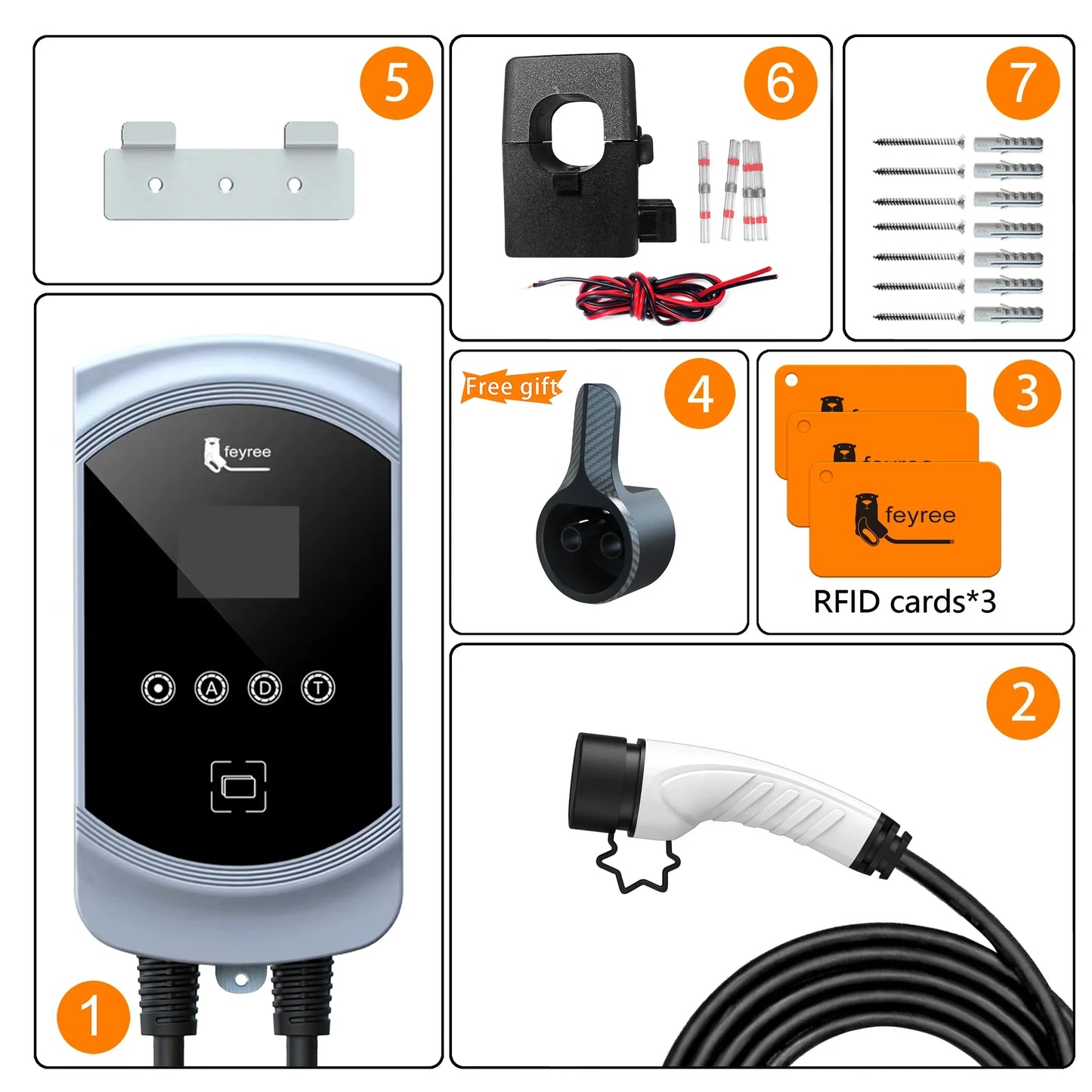 Feyree EV chargeur Type2 câble 32A 7.6kW charge dynamique blancage EVSE Wallbox APP fonction 11kW 22kW Station de charge voiture électrique