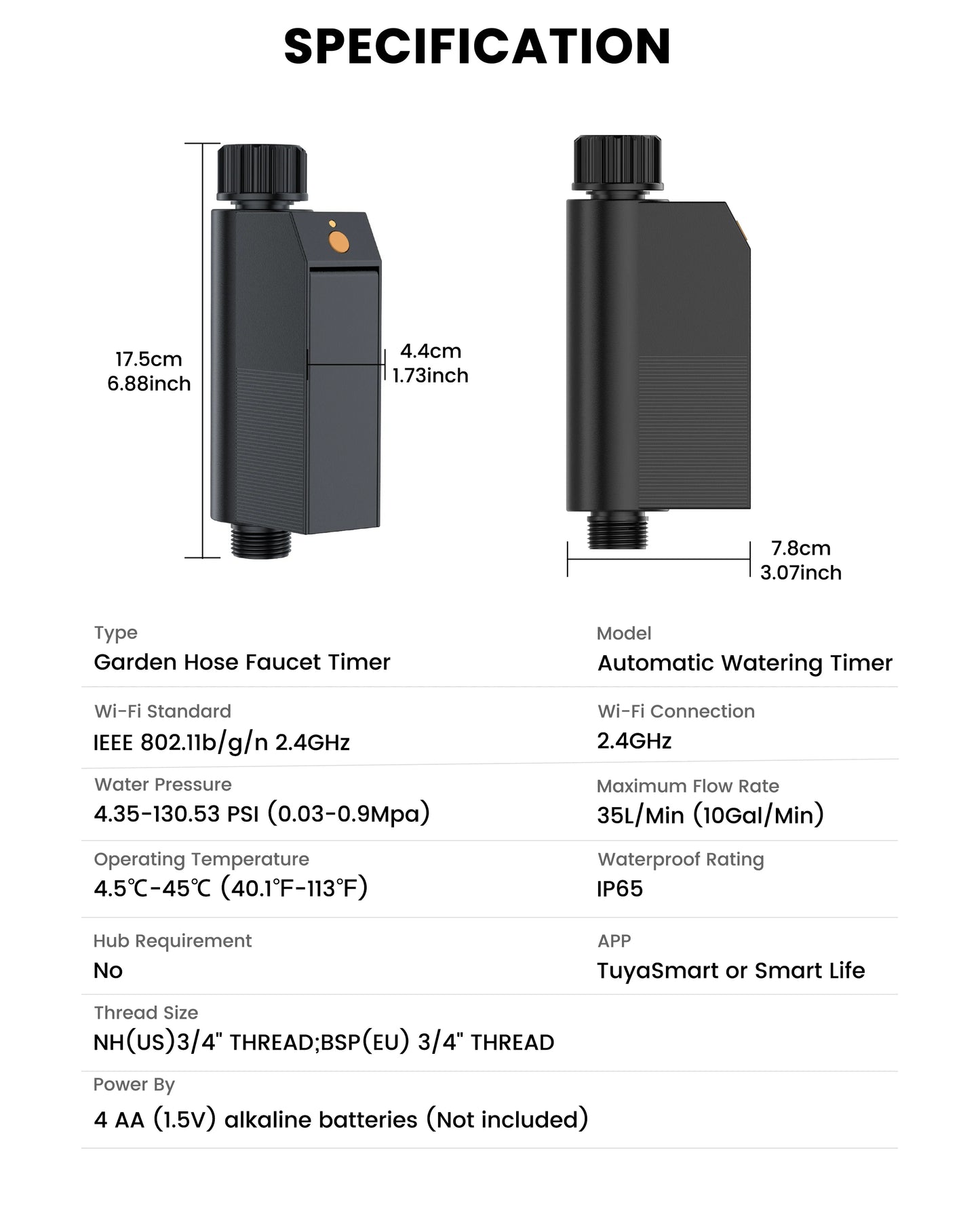 GIRIER Minuterie d'eau intelligente Minuterie d'arrosage WiFi Aucun hub requis pour l'irrigation goutte à goutte de tuyau d'arrosage fonctionne avec l'application Tuya prend en charge Alexa