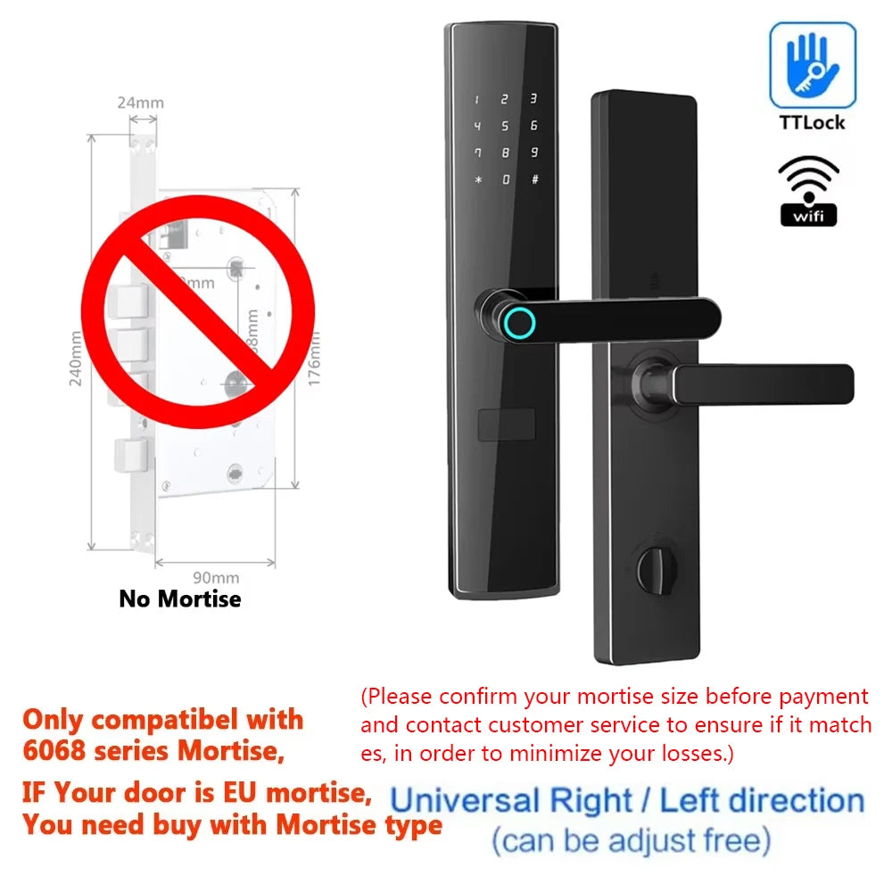 TTlock App se connecte sans passerelle serrure intelligente Wifi télécommande entrée sans clé serrure de porte à empreinte digitale numérique avec clavier
