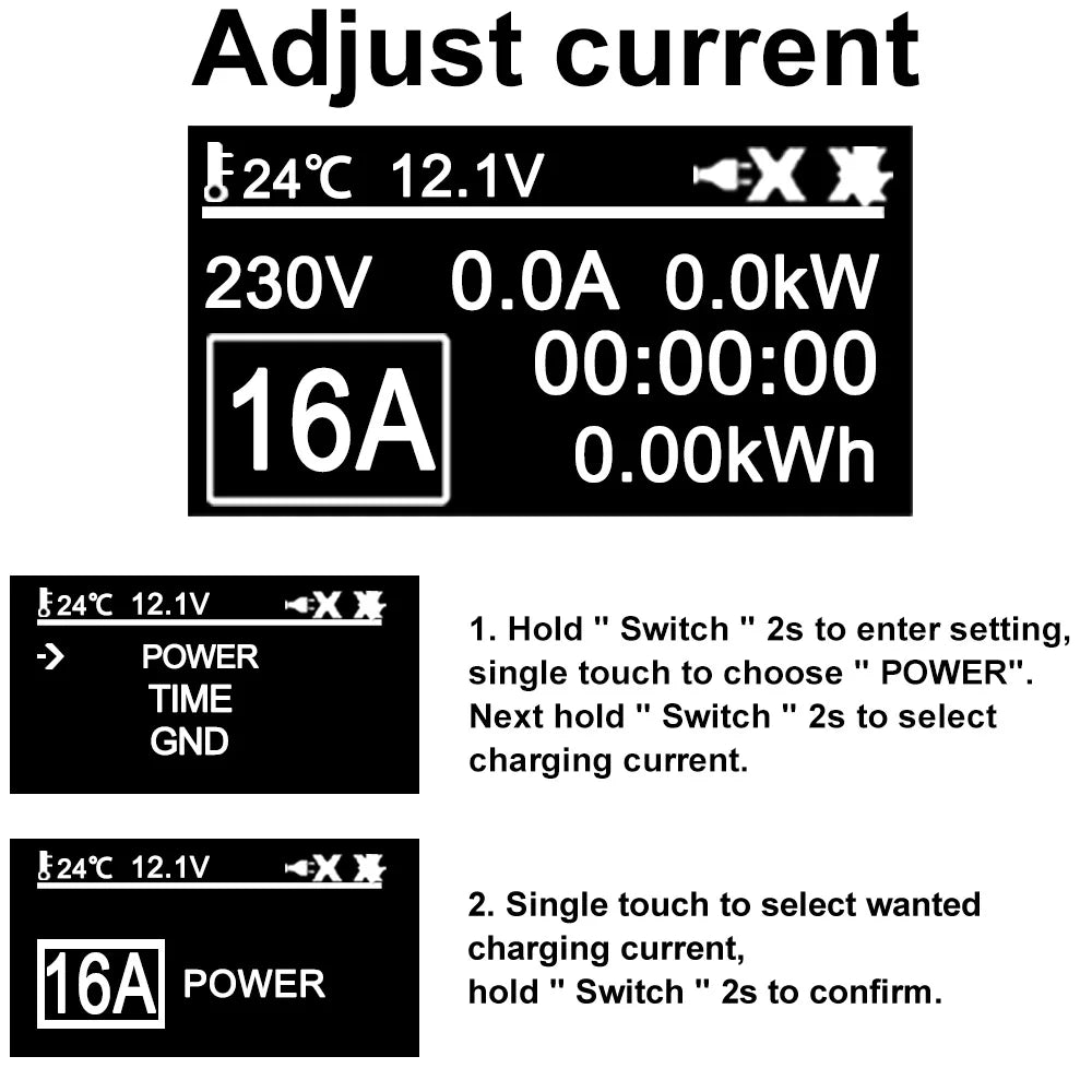Teschev 3.5KW chargeur EV Portable Type 1 J1772 16A câble de charge GBT Wallbox EVSE Type 2 Stations de charge pour véhicule électrique
