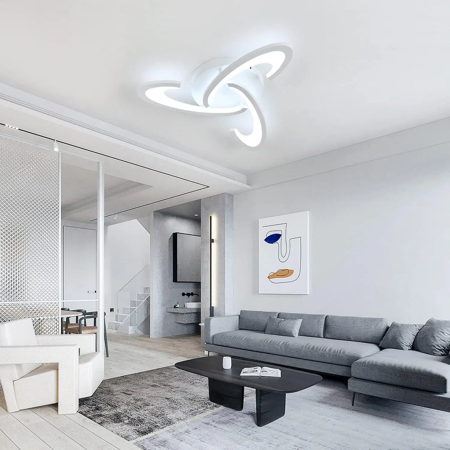 Plafonnier LED à intensité modulable avec télécommande, luminaire de plafond moderne, idéal pour une cuisine ou une chambre à coucher, 30W, 3000K-6500K