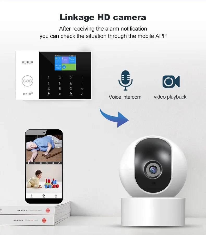 PGST résidentiel Tuya intelligent Gsm Wifi système d'alarme pour la maison sans fil alarme de sécurité maison vie intelligente App contrôle travail avec ALexa