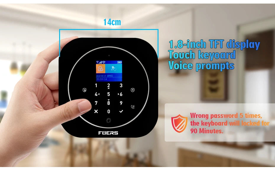 FUERS G12 Tuya WiFi GSM système d'alarme de sécurité sans fil maison affaires alarme antivol avec sirène RFID détecteur de mouvement capteur de fumée