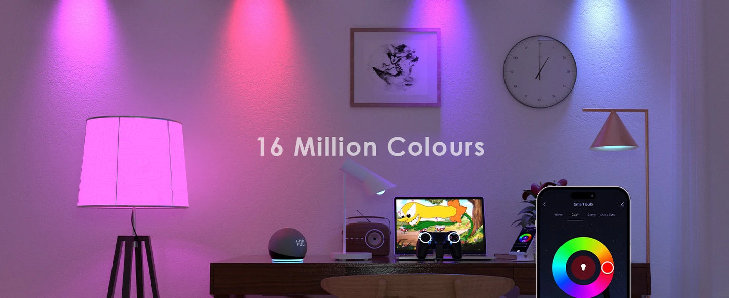 Ampoule LED intelligente Tuya E27 9W 900lm RGBCW, 2 pièces, couleur changeante, AC220V, Bluetooth, WiFi, Alexa/Google Home, ampoules à vis compatibles