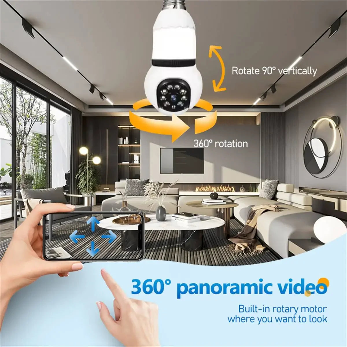 5MP lampe E27 ampoule WiFi caméra LED ampoule caméra IP intelligente surveillance PTZ 8X Zoom suivi Audio bidirectionnel Vision nocturne caméra sans fil