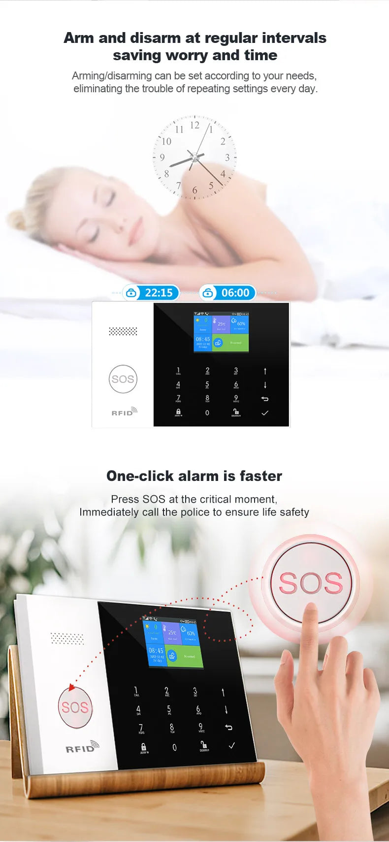 PGST résidentiel Tuya intelligent Gsm Wifi système d'alarme pour la maison sans fil alarme de sécurité maison vie intelligente App contrôle travail avec ALexa