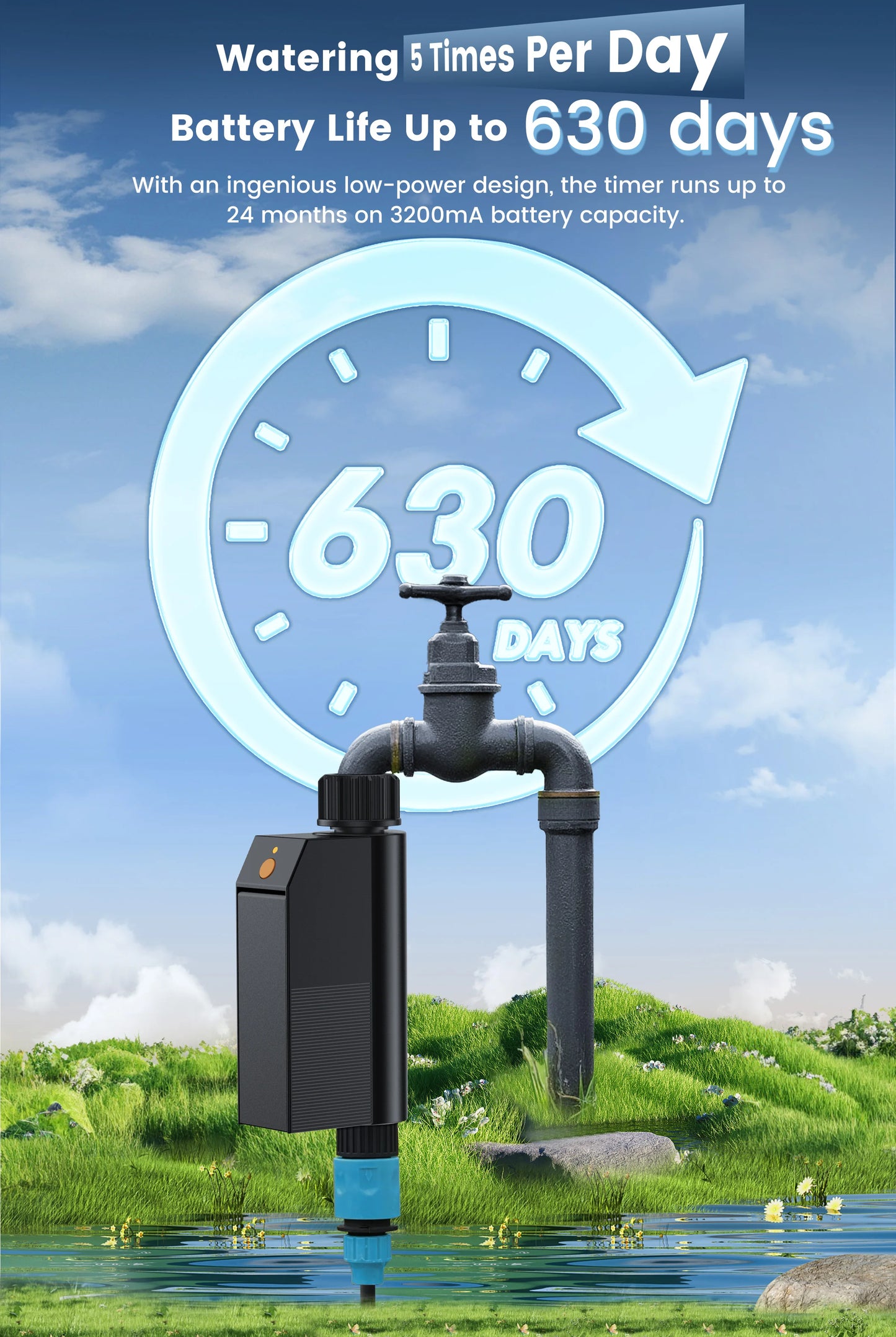 GIRIER Minuterie d'eau intelligente Minuterie d'arrosage WiFi Aucun hub requis pour l'irrigation goutte à goutte de tuyau d'arrosage fonctionne avec l'application Tuya prend en charge Alexa