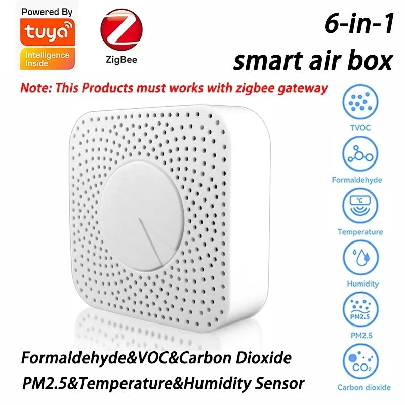 Tuya Zigbee/WiFi capteur de qualité de l'air moniteur boîte à air intelligente PM2.5 compteur de CO2 formaldéhyde cov capteur de température et d'humidité et passerelle