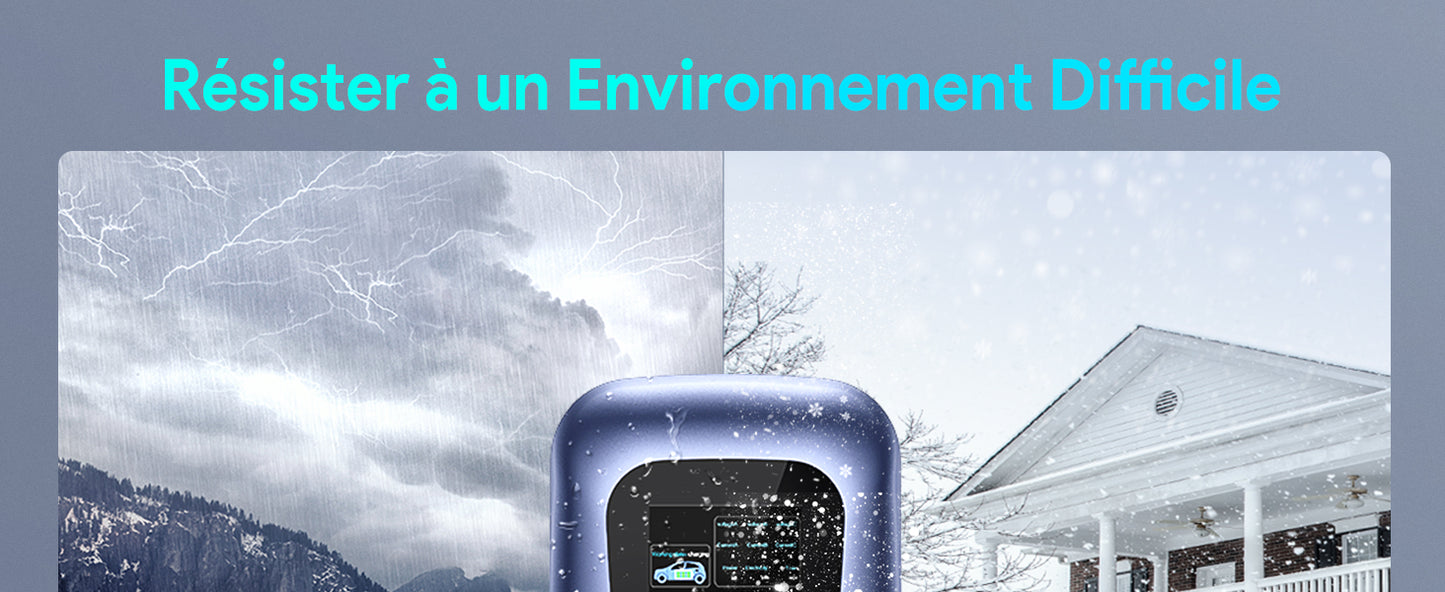 Osoeri Borne de Recharge Véhicules Électrique, EV Chargeur Monophasé ou Triphasé Câble de Type 2 de 5m avec Contrôle RFID et APP, 32A Station de Charge Standard IEC 62196-2 pour Ménage, 7.36-22kW