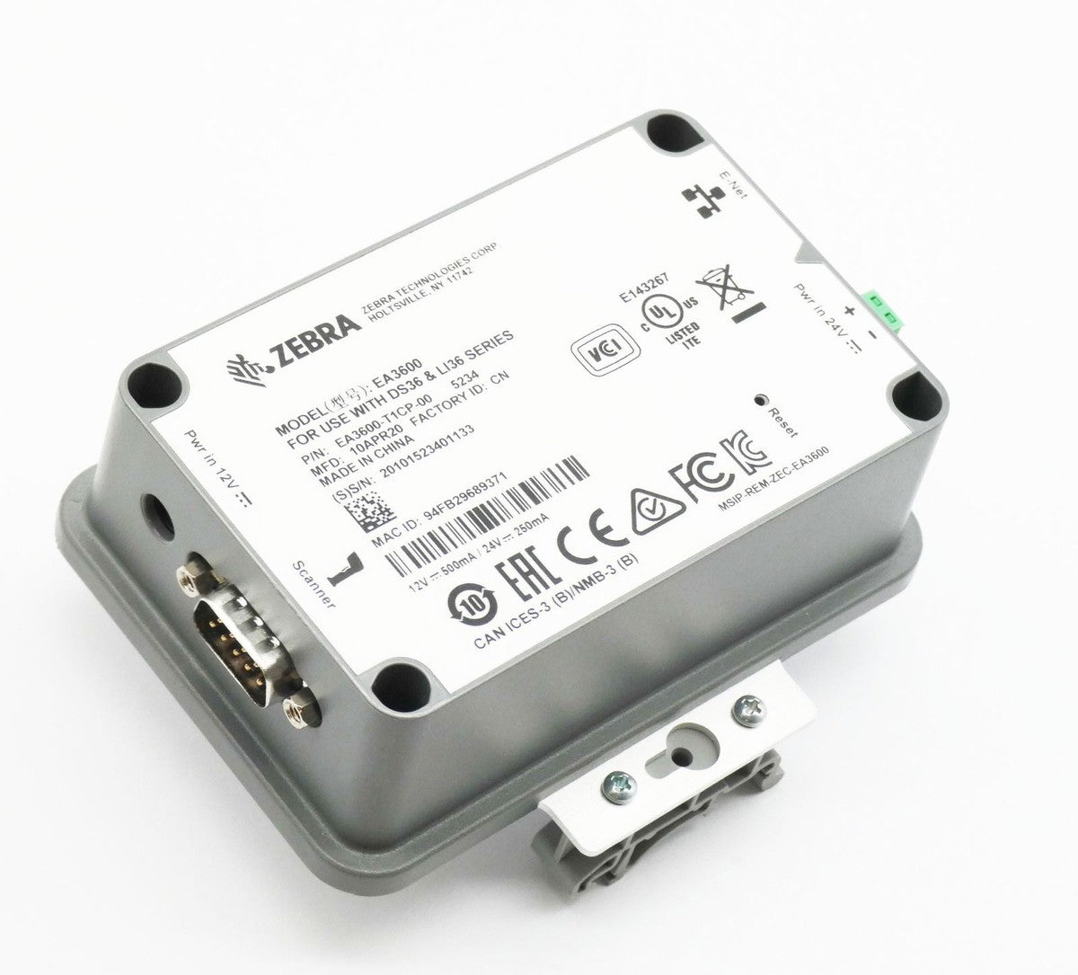 Zebra EA3600 Network Connect – Adaptateur Ethernet industriel pour scanners 3600