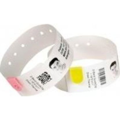 Wristband/Labels, Paper/PET, 8.268X11.625in (210X295mm); Laser, LasberBand 2 Advanced, Adhesive Closure, Adult, Hole Punched, Labels non die-cut,1000 sheets/box RED