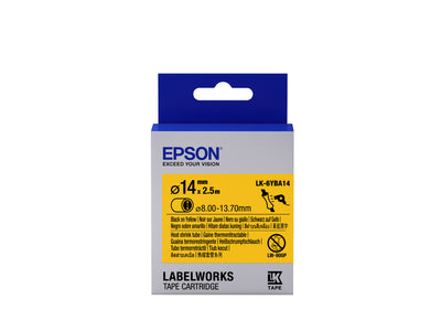 Epson LK-6YBA14 - Thermorétrécissant (HST) - Noir sur Jaune - Diam. 14mmx2.5m
