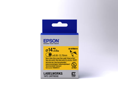 Epson LK-6YBA14 - Thermorétrécissant (HST) - Noir sur Jaune - Diam. 14mmx2.5m