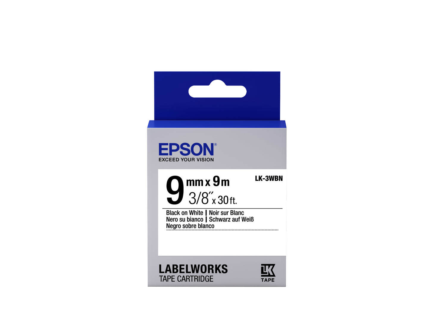 Epson LK-3WBN - Standard - Noir sur Blanc - 9mmx9m