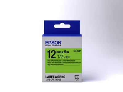 Epson LK-4GBF - Fluorescent - Noir sur Vert - 12mmx9m