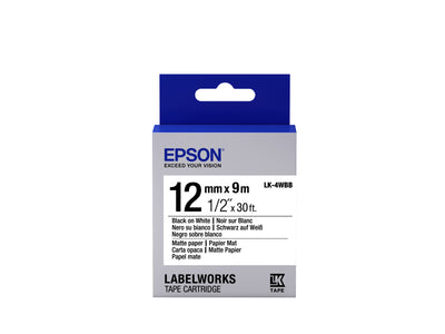 Epson LK-4WBB - Papier Mat - Noir sur Blanc - 12mmx9m