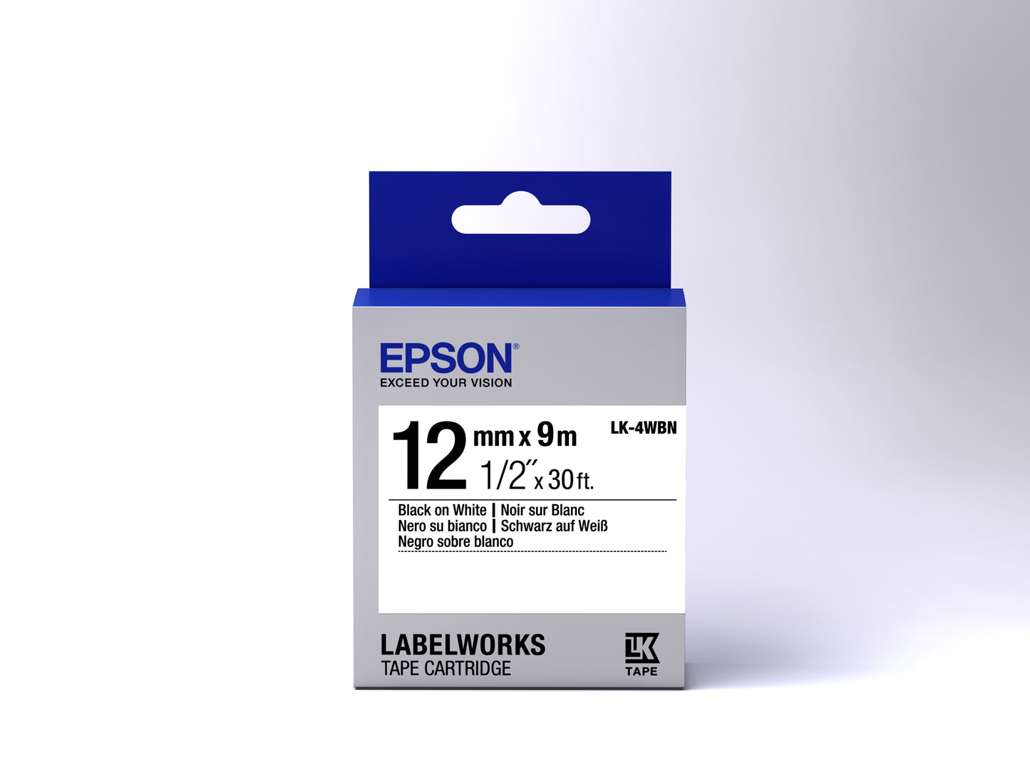 Epson LK-4WBN - Standard - Noir sur Blanc - 12mmx9m
