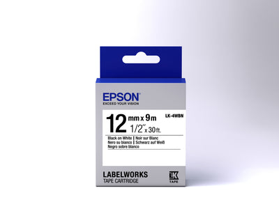 Epson LK-4WBN - Standard - Noir sur Blanc - 12mmx9m