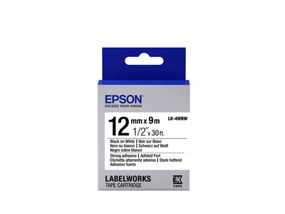 Epson LK-4WBW - Adhésif Fort - Noir sur Blanc - 12mmx9m