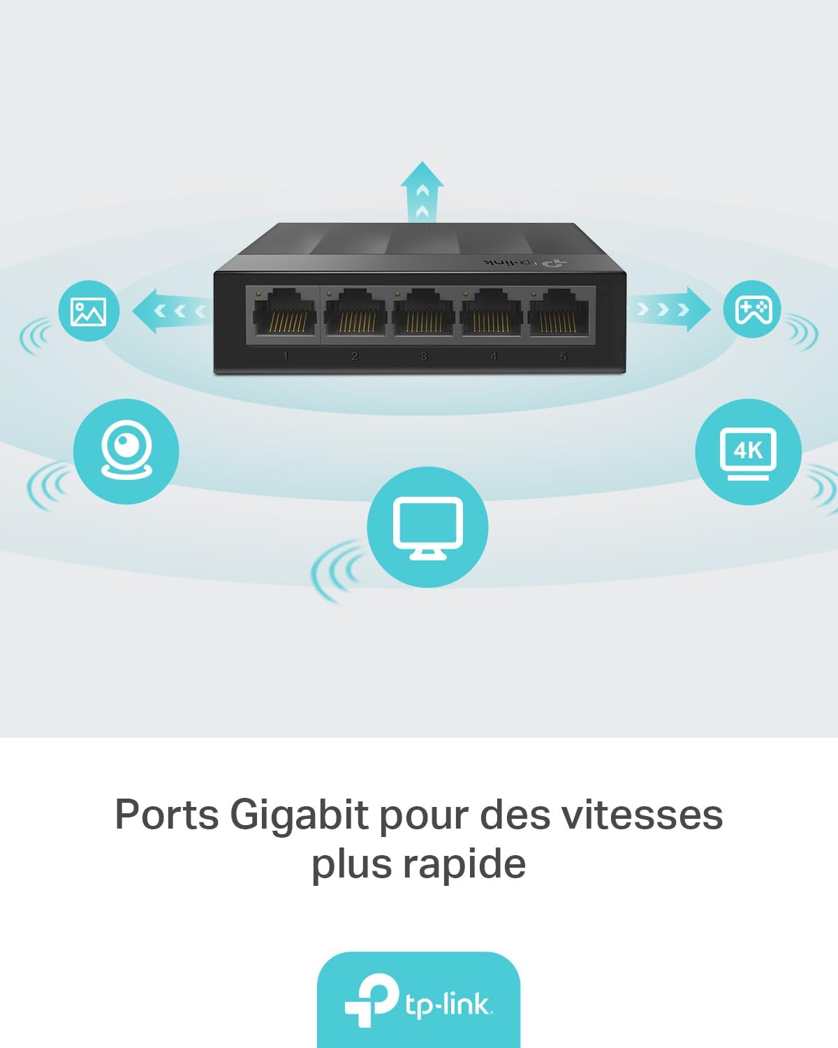 TP-Link LS1005G Gigabit Ethernet Switch 5 Ports 10/100/1000 Mbps (Speed Up to 2000Mbps) - Ideal for Extending the Wired Network for SMEs and Home Offices
