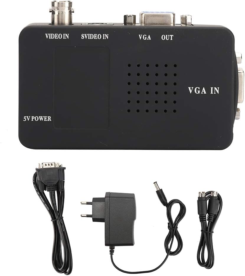 Pwshymi BNC to VGA Converter, BNC S-Video to VGA HD Adapter for PC Monitor (EU Plug)