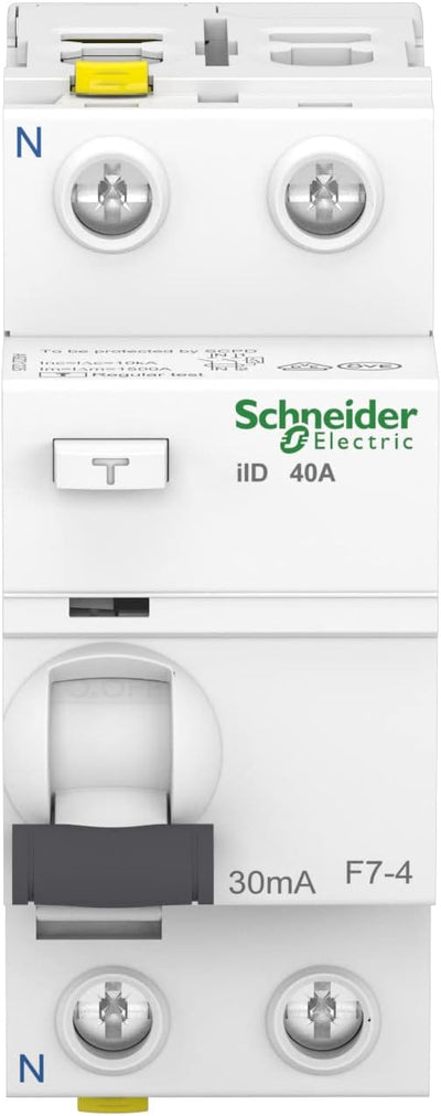 Schneider A9Z21240 Disjoncteur différentiel iID, 2P, 40A, 30mA Type A, Blanc