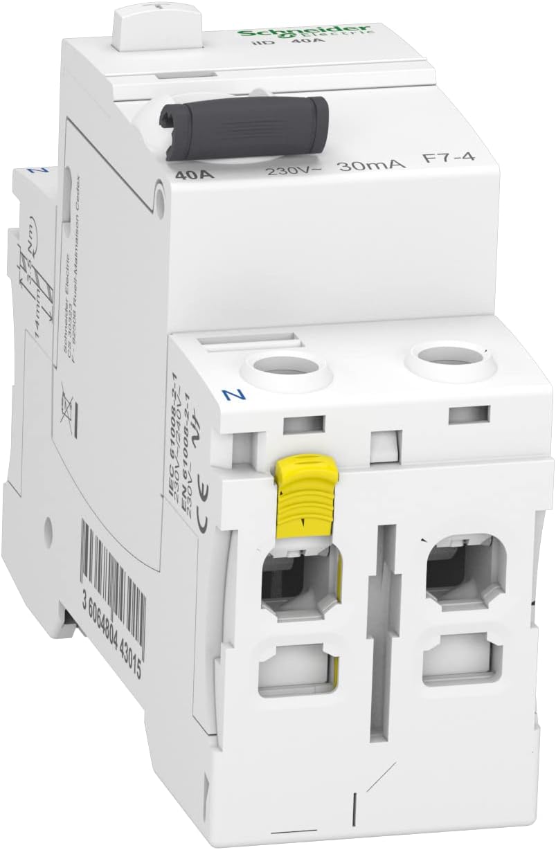 Schneider A9Z21240 Disjoncteur différentiel iID, 2P, 40A, 30mA Type A, Blanc