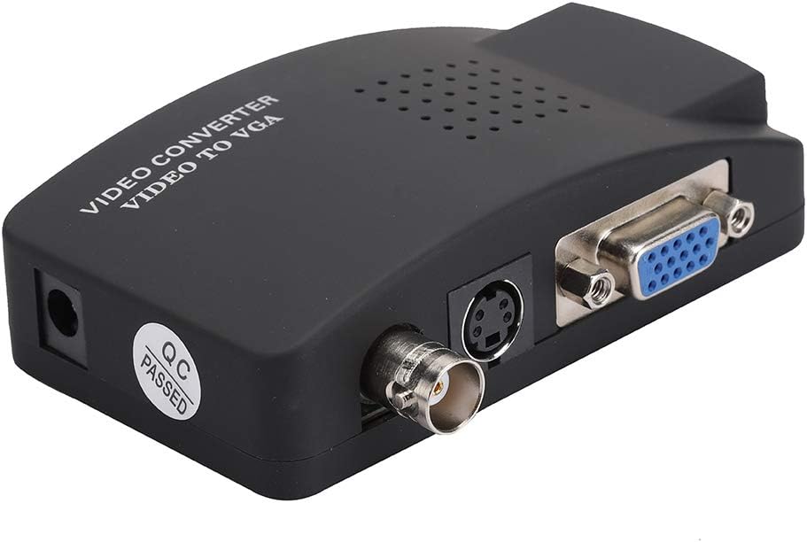 Pwshymi BNC to VGA Converter, BNC S-Video to VGA HD Adapter for PC Monitor (EU Plug)
