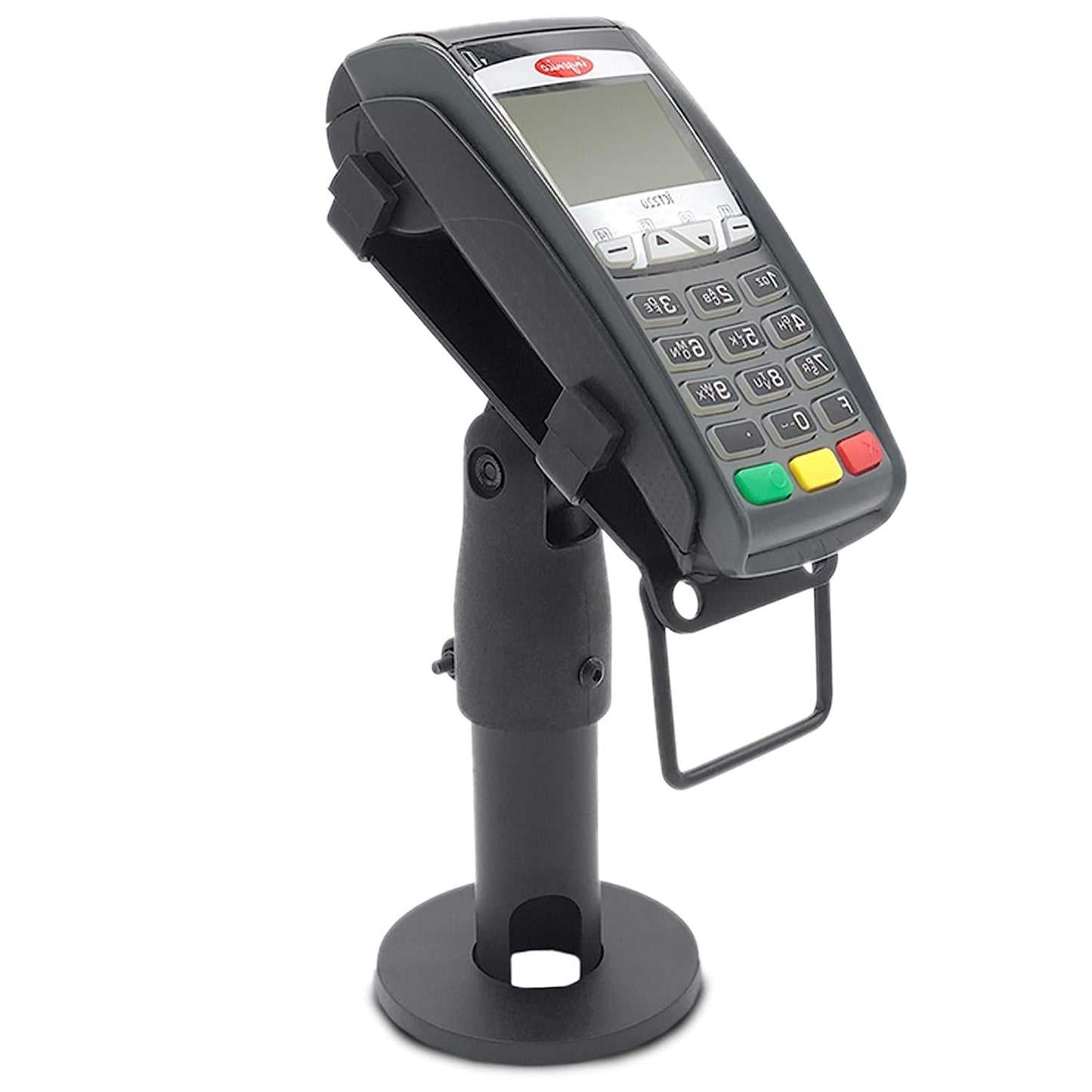 Support Ergonomique pour Terminal de Paiement POS de Comptoir - Support de Terminal de Paiement avec Poignée, Rotation à 180°, Inclinaison à 45°,Montage pour Vis ou Adhésive (UNIVERSEL)