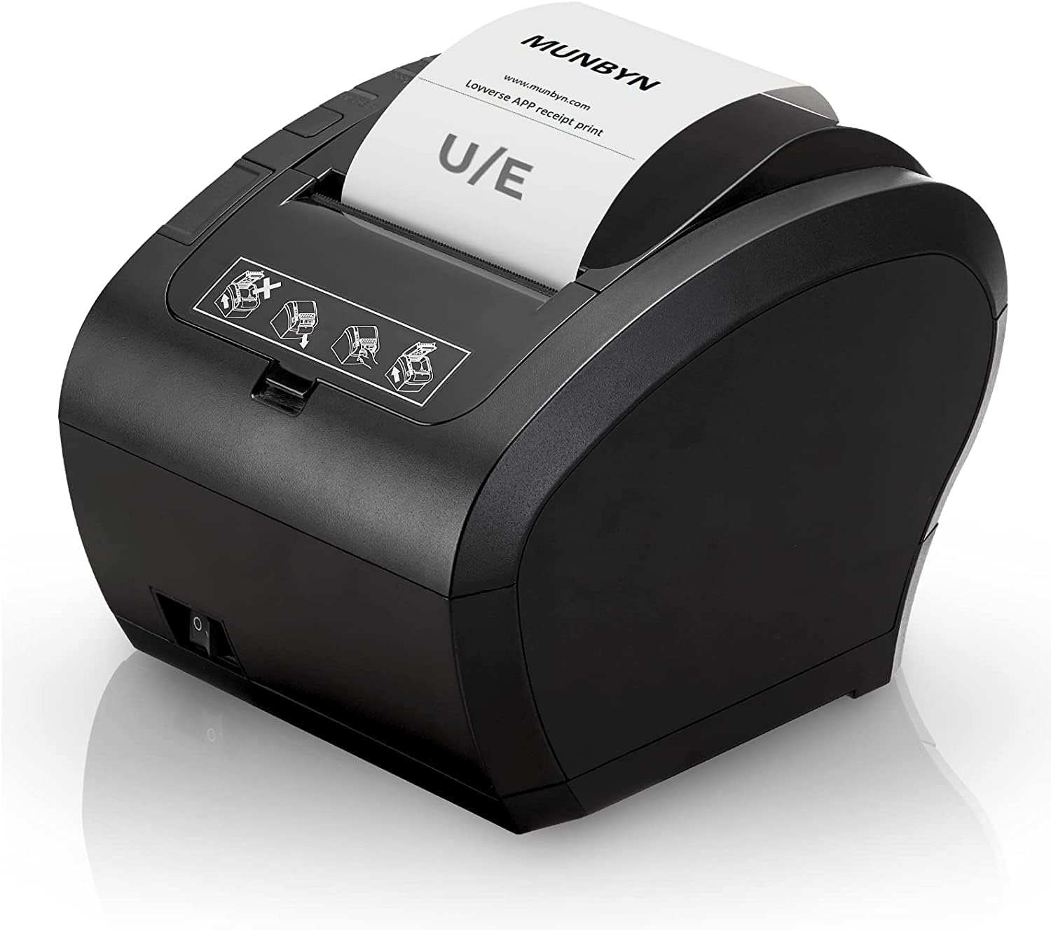 MUNBYN 80mm USB Thermal Receipt Printer, Paper Cutting Function, POS Printer Ticket Ethernet, Supermarket Kitchen Posde for Windows/Mac/Linux, Command ESC/POS, Black