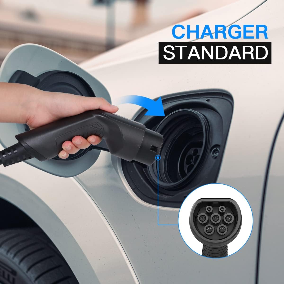 Wallbox 32A (BASIC/APP/RFID) EV 7kW monophasé Station de Recharge pour Voitures électriques avec connecteur Type 2 pour véhicule électrique Conforme à la 6,1m