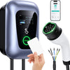Osoeri Borne de Recharge Véhicules Électrique, EV Chargeur Monophasé ou Triphasé Câble de Type 2 de 5m avec Contrôle RFID et APP, 32A Station de Charge Standard IEC 62196-2 pour Ménage, 7.36-22kW