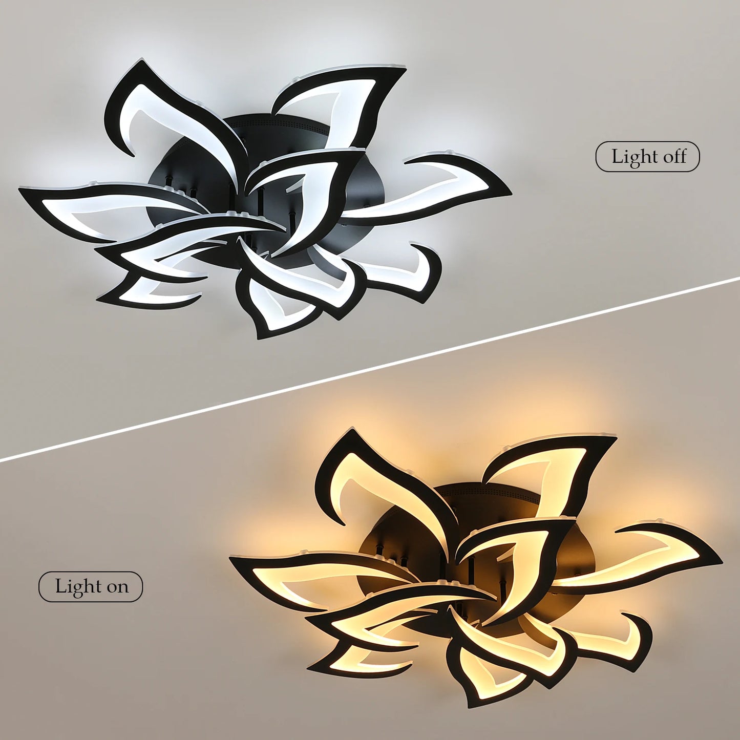 Plafonnier LED à intensité variable, plafonnier noir avec télécommande, 84W 3000K-6500K, plafonnier moderne en acrylique
