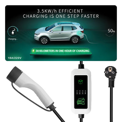 EV Charging Station 16A 3.5KW 3 Phase Electric Vehicle Car Charger EVSE Wallbox Wallmount Type2 Cable IEC62196 APP Control