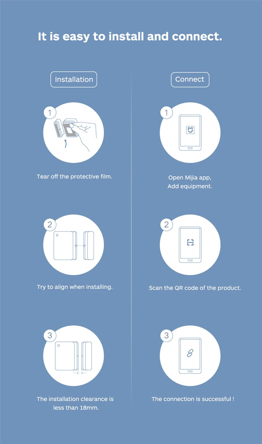 Original Xiaomi Mijia capteur de porte fenêtre 2 Bluetooth connecter capteur de porte taille de poche maison intelligente contrôle automatique par l'application Mi Home